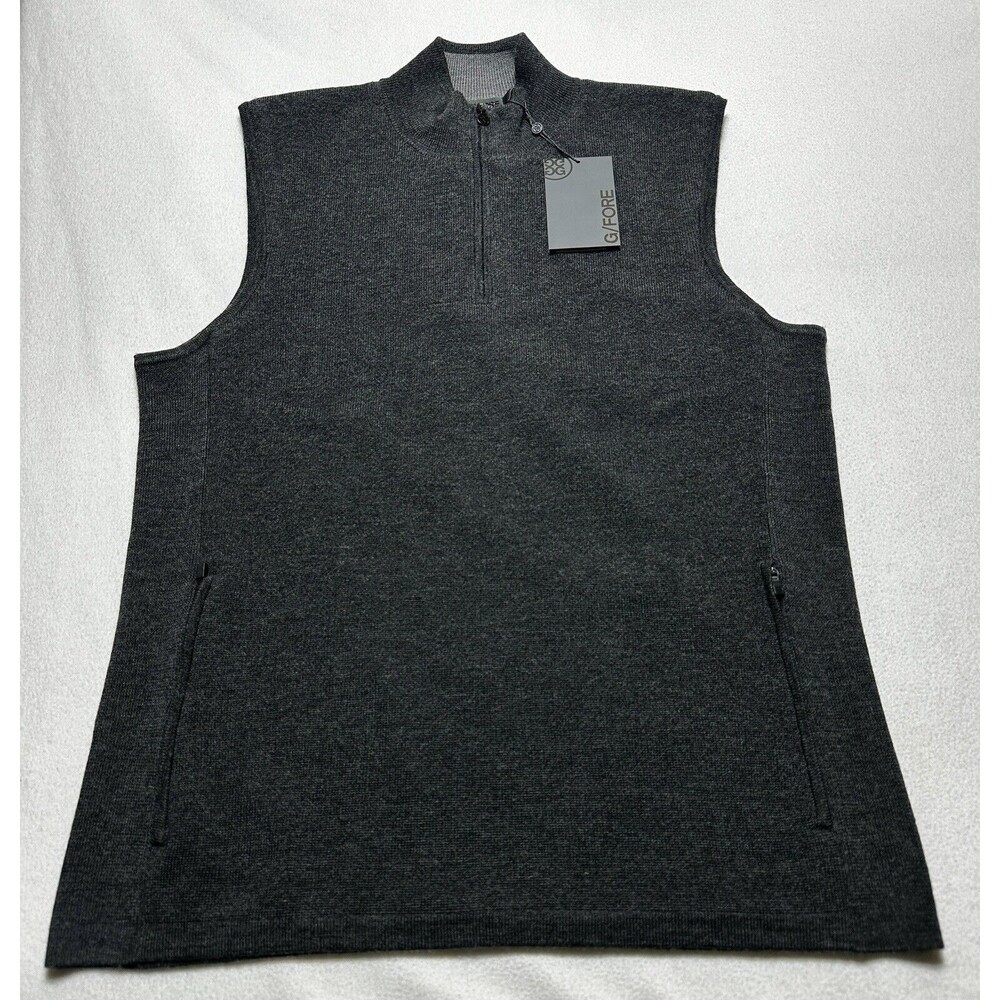 G Fore Merino Wool 1/4 Zip Tech Lined Charcoal Golf Vest Mens Small G4MA23S100